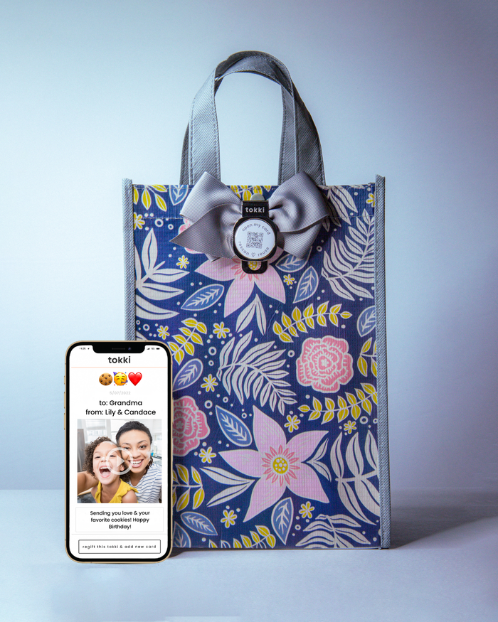 Large Tokki Gift Bag + QR Card (Bloom) - Pine & Moss