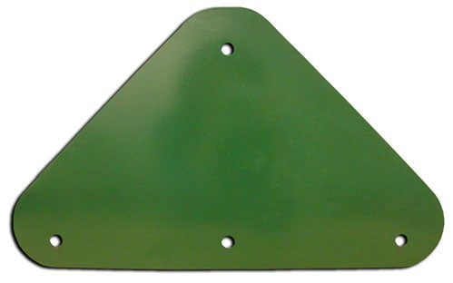 Green powder-coated steel Large Tri-Plate with five mounting holes for swing beam to fort attachment, providing extra stability