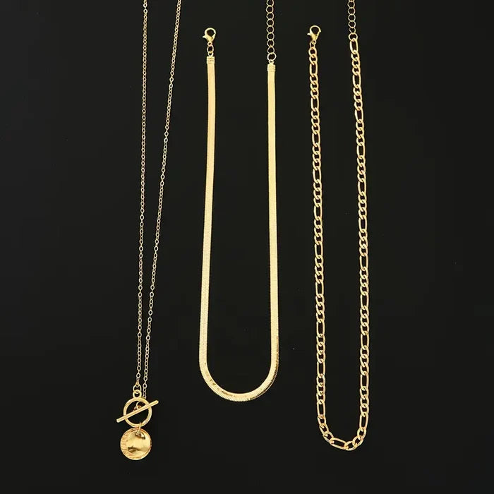 Layered necklace with textured coins Savira | Gold