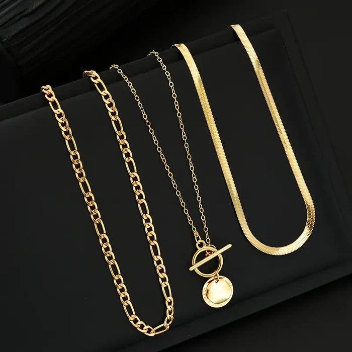 Layered necklace with textured coins Savira | Gold