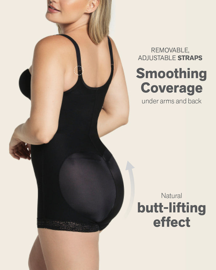 Leonisa Open Bust Body Shaper Boyshort with Firm Tummy Compression