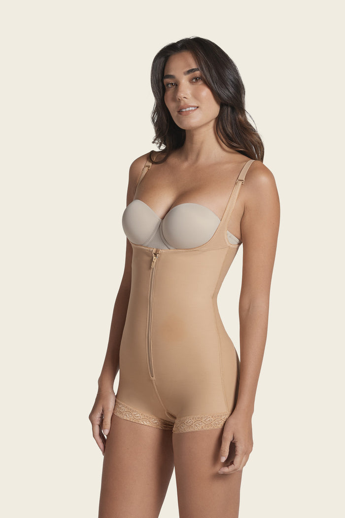 Leonisa Open Bust Body Shaper Boyshort with Firm Tummy Compression