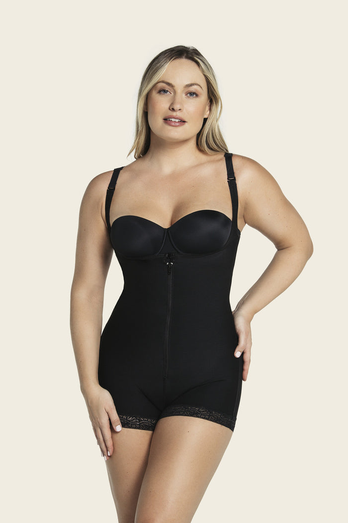 Leonisa Open Bust Body Shaper Boyshort with Firm Tummy Compression