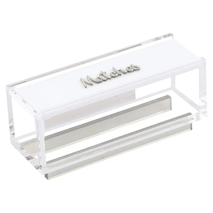 Lucite & Leatherette Matches Box with Text Design