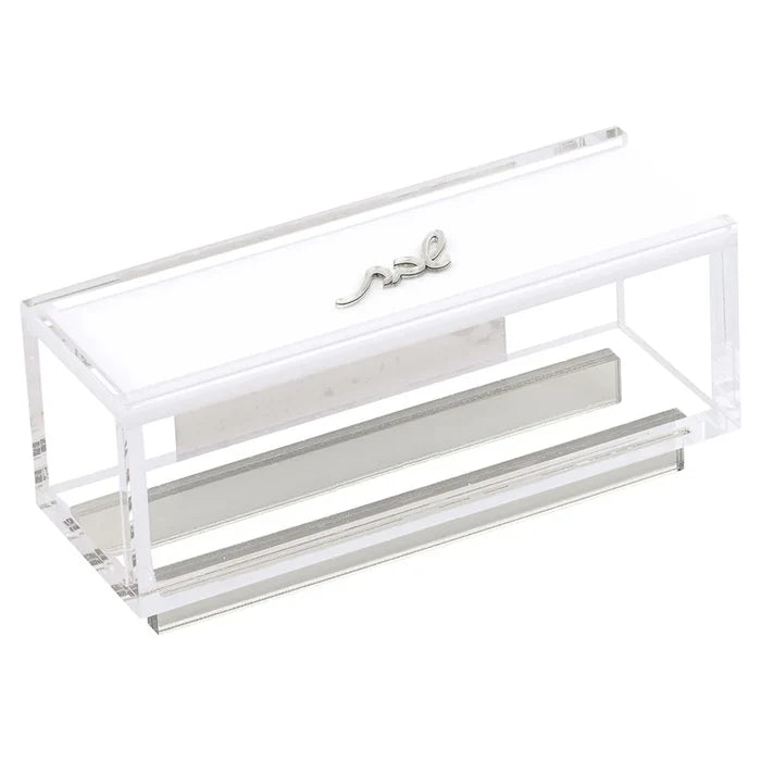 Lucite & Leatherette Matches Box with Text Design