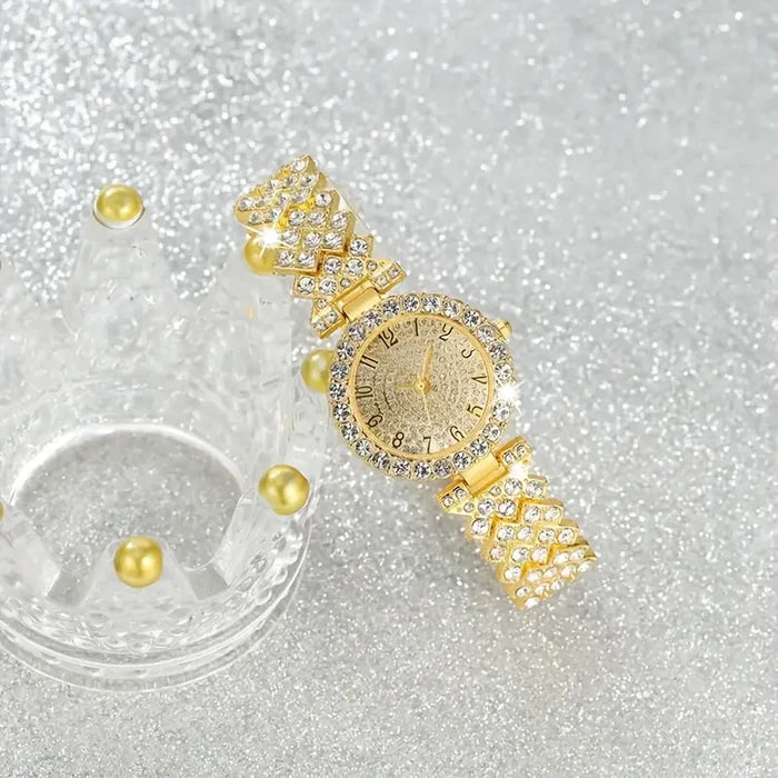 Luxe Radiance Gold Watch and Bracelet Set | Gold
