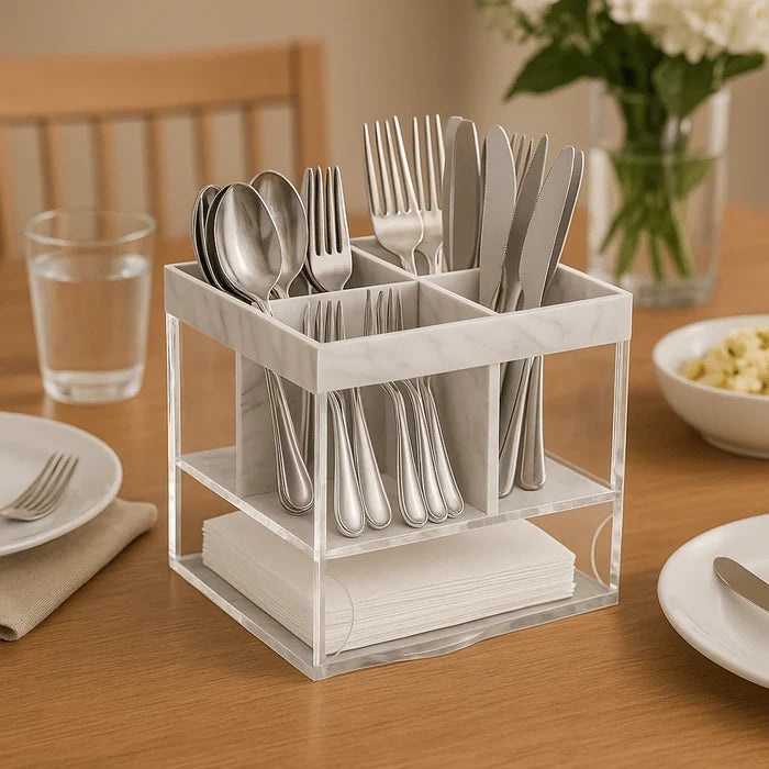 Marble Swivel Silverware Caddy