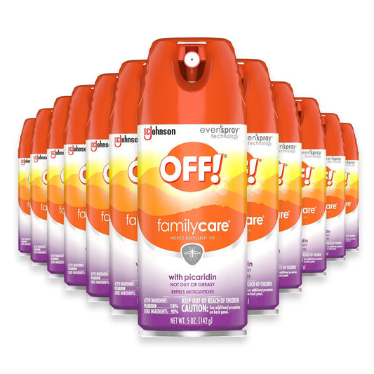 OFF! Family Care Powder Dry Insect Repellent Spray 10% Picaridin 5 oz - 12 Pack