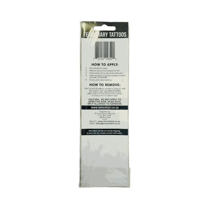 Olive Temporary Tattoo strips featuring officially licensed Lions rugby team logos for easy application and removal