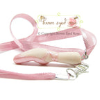 Pink shimmery ballet slippers pointe shoe necklace