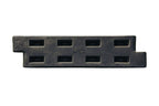Overhead view of black durable recycled Plastic Playground Border with Spike, featuring rectangular cutouts and integrated surfacing guide