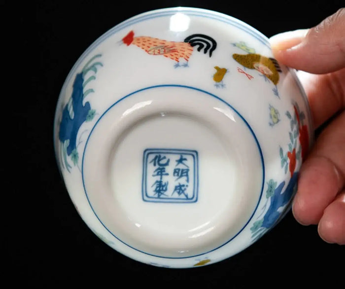 Porcelain Tea Cup "Ji Gang Bei" ( Rooster Cup ) Hand Painting 55ml / 130ml JingDeZhen Gongfu Cha Teawares - King Tea Mall - photo 2