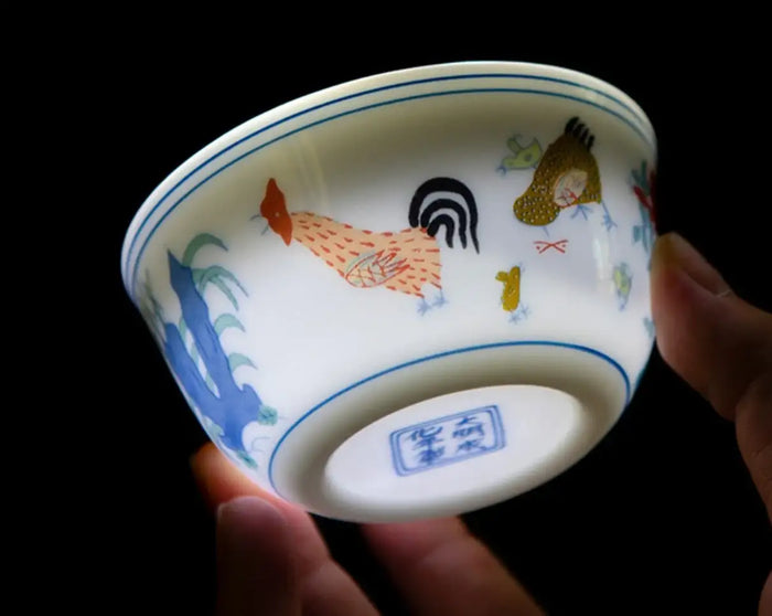 Porcelain Tea Cup "Ji Gang Bei" ( Rooster Cup ) Hand Painting 55ml / 130ml JingDeZhen Gongfu Cha Teawares - King Tea Mall - photo 3