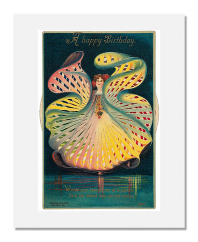 MFA Prints archival replica print of Publisher: Alfred Stiebel & Co., Kaleidoscopic card of a girl in a colorful dress from the Museum of Fine Arts, Boston collection.