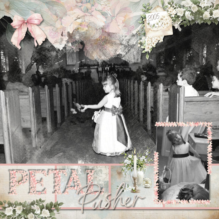 Add elegant rose petal alphabets, numbers, and punctuation to all your wedding pages to create one-of-a-kind digital scrapbooking page titles. Great for baby, baptism, and bachelorette parties, too! Easily colorized to fit your colors by changing the hue! The Rose Petal Pink Alpha Set consists of digital art uppercase alphabet letters A-Z, numbers 0-9, and most punctuation marks. This alpha set is available as individual embellishments only. This kit is included in Wedding Alpha & Word Art Bundle.