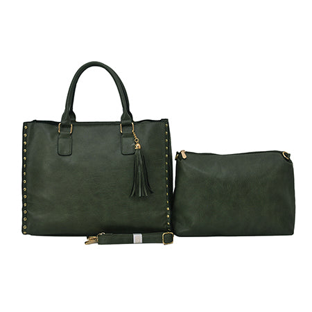 !SALE! Green NGIL Faux Leather 2-IN-1 Tassel Bag