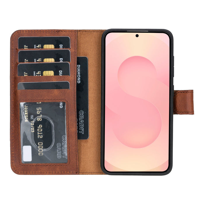 Samsung Galaxy S25 Magnetic Detachable Leather Wallet Case by Hardiston - premium Samsung S - 25 Cases