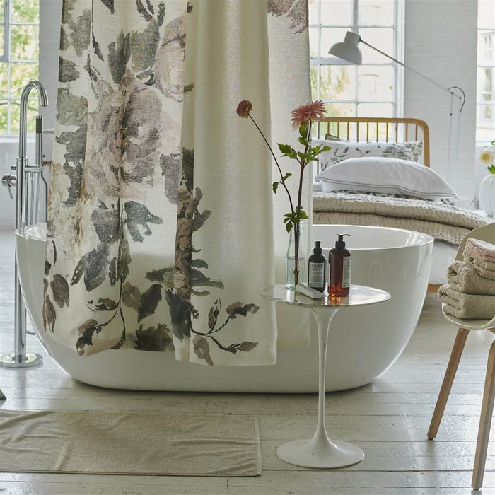 Shanghai Garden Ecru 100% Linen Shower Curtain - Designers Guilt