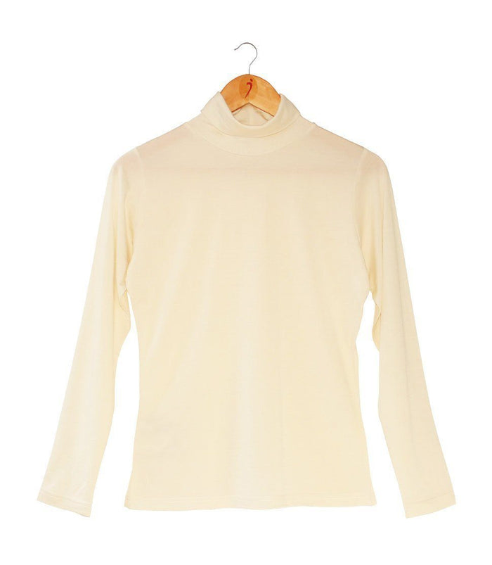 Women's Silkspun Polo Neck in Natural White