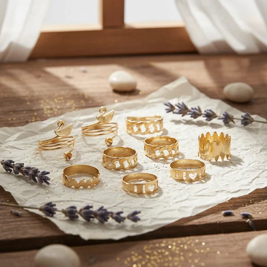 Step Into Summer Style with the 10-Piece Adjustable Gold Toe Ring Set