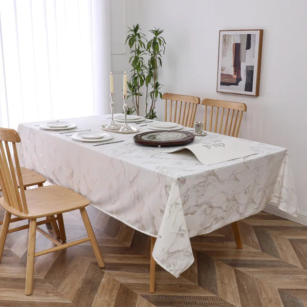 Stormy - White Gold Tablecloth Velvet