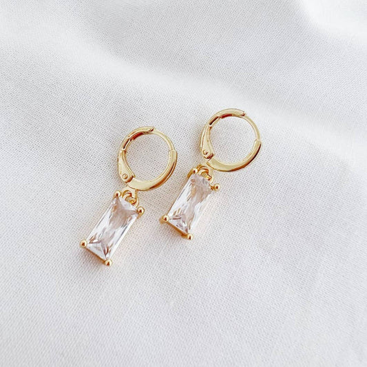 Taylor CZ Baguette Huggie Hoops Earrings Gold Filled