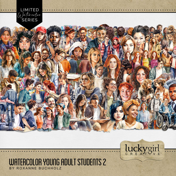 Watercolor Young Adult Students 2 Digital Scrapbook Kit