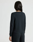 Womens Black Waffle Long Sleeve Henley & Waffle Leg Pant 2-Pack worn from behind.