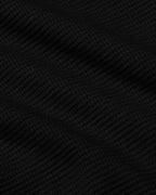 Womens Black Waffle Long Sleeve Henley & Waffle Leg Pant 2-Pack close-up.