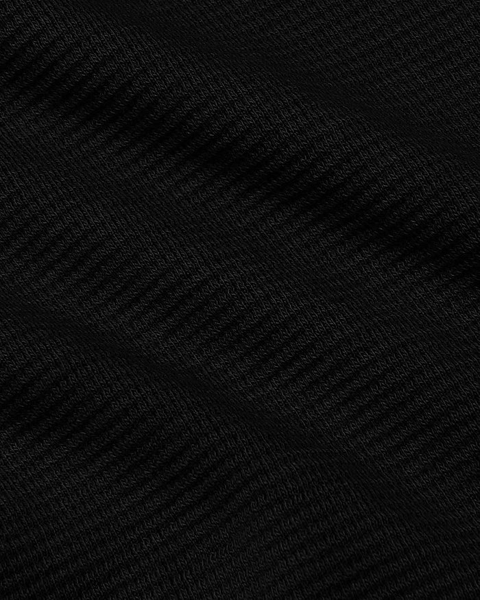 Womens Black Waffle Long Sleeve Henley & Waffle Leg Pant 2-Pack close-up.