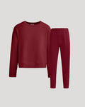 Women's Dark Maroon Slouch Pullover Crew & Relaxed Jogger 2-Pack.
