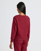 Back view of Womens Dark Maroon Slouch Pullover Crew & Relaxed Jogger.