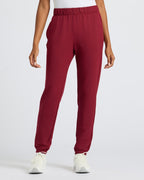 Womens Dark Maroon Slouch Pullover Crew & Relaxed Jogger, elastic cuffs, tapered fit.