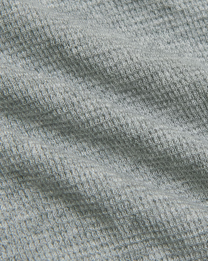Womens Heather Gray Waffle Long Sleeve Henley & Pant fabric close-up.
