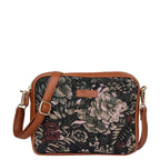 Women’s vintage tapestry vegan‑leather compact crossbody sling bag for everyday, travel, and casual outings — Canada & USA