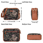 Women’s vintage tapestry vegan‑leather compact crossbody sling bag for everyday, travel, and casual outings — Canada & USA-infographic image