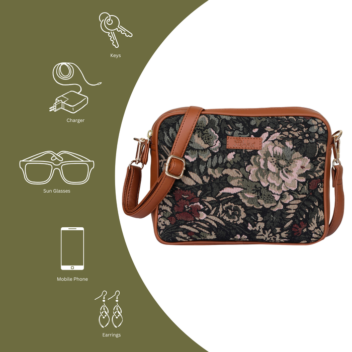 Women’s vintage tapestry vegan‑leather compact crossbody sling bag for everyday, travel, and casual outings — Canada & USA-feature image