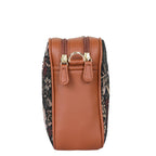 Women’s vintage tapestry vegan‑leather compact crossbody sling bag for everyday, travel, and casual outings — Canada & USA-side view