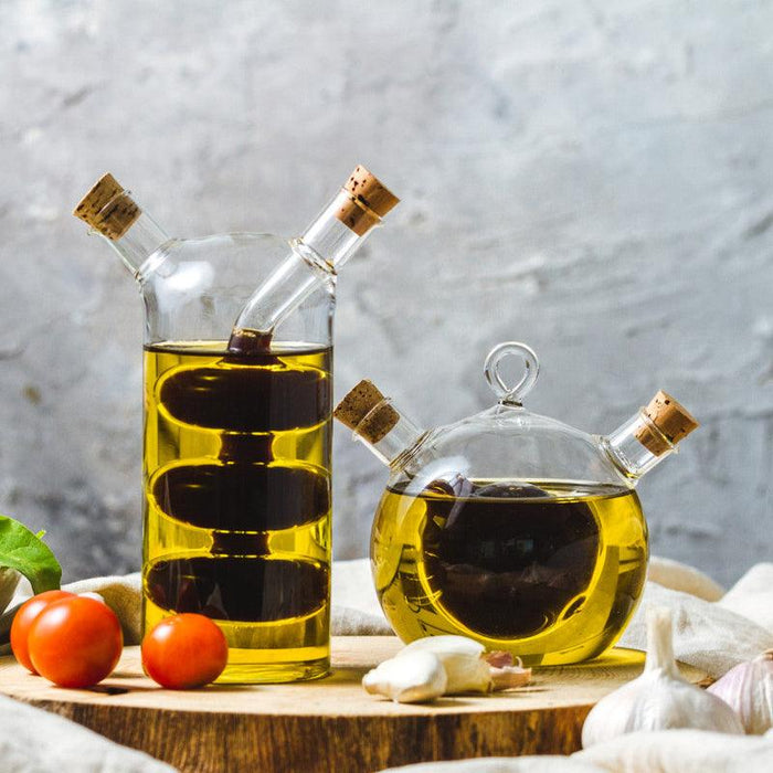World of Flavours Italian 2 in 1 Oil & Vinegar Round Bottle - 350ml / 70ml - Waha Lifestyle