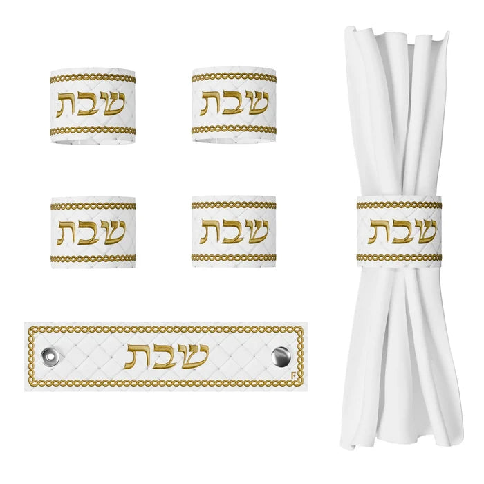 Woven Leather Shabbos Napkin Rings