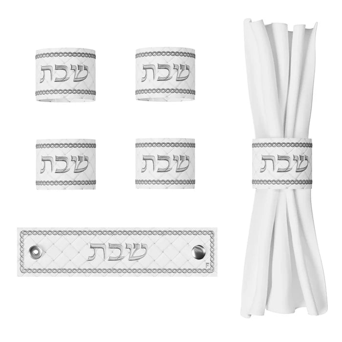 Woven Leather Shabbos Napkin Rings