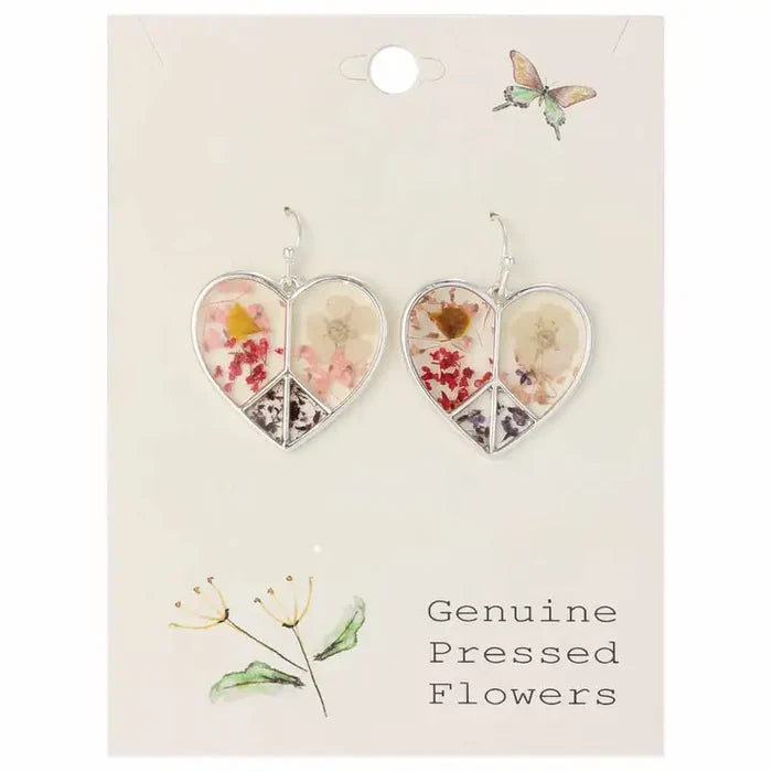 ZAD Peace and Love Dried Flowers Earrings