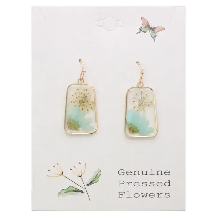 ZAD Vintage Mint Dried Flower Earrings