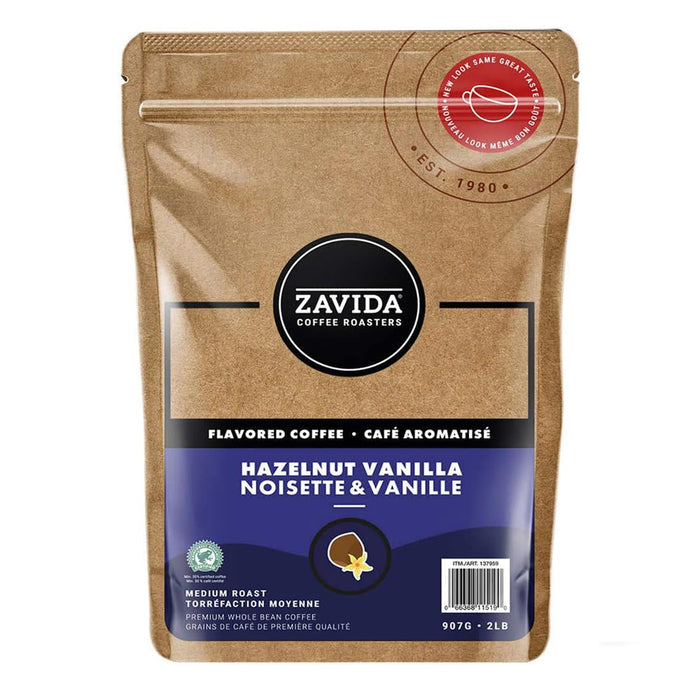 Zavida Whole Medium Roast Coffee Beans (Hazelnut Vanila) 907g - Shoppers-kart.com