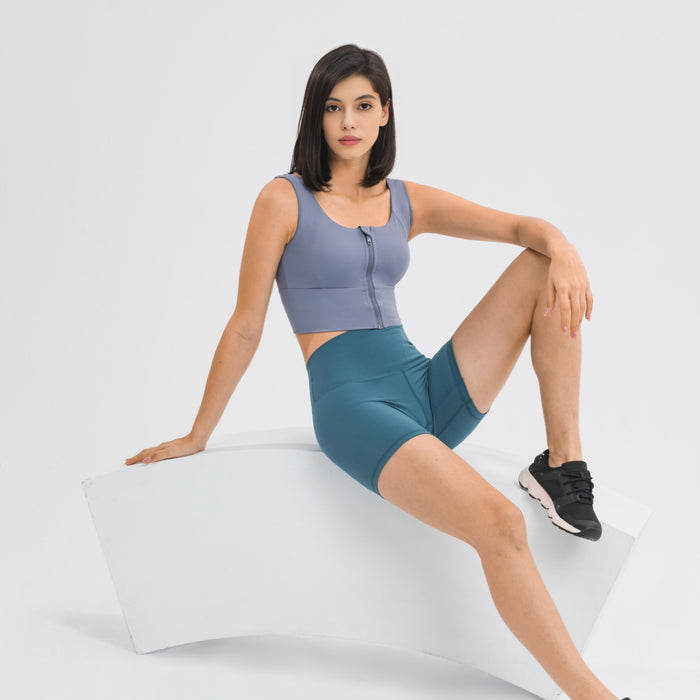 Zipper style convenient sports bra