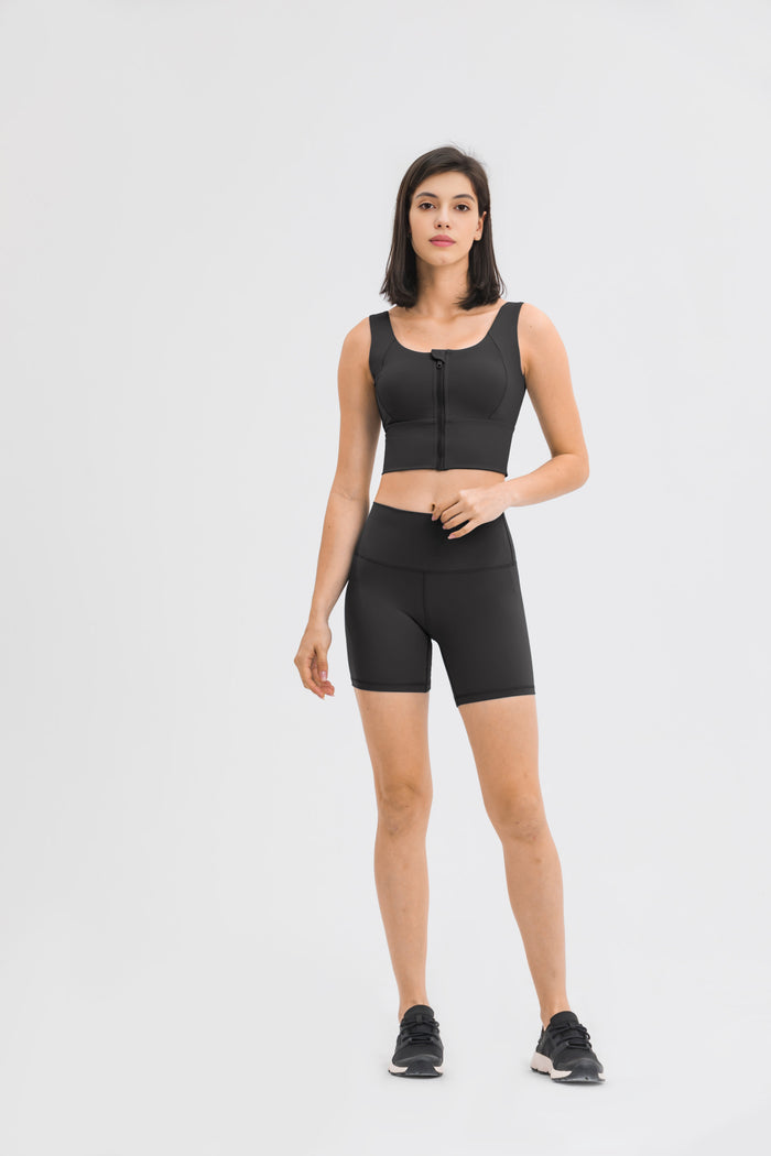 Zipper style convenient sports bra