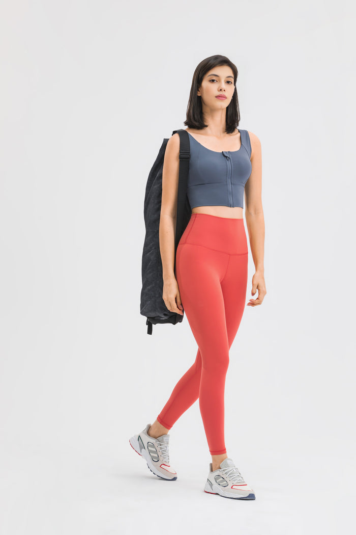 Zipper style convenient sports bra
