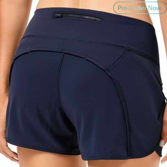 Zipper style sports shorts